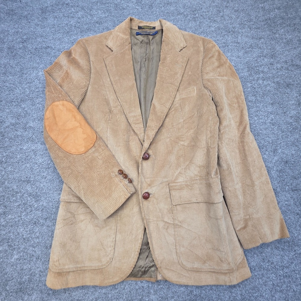 Vintage Brooks Brothers Corduroy Blazer Sport Coat Mens 37R Brown Elbow Pads USA